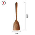 1-7pc Teak Natural Wood Tableware Spoon Spoon Turner Long Rice Colander Soup Skimmer Cooking Spoon Spoon Kitchen Tool Set