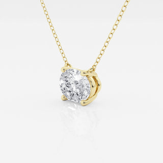 1.00 Ctw Oval Lab Grown Diamond Solitaire Pendant in White /Yellow