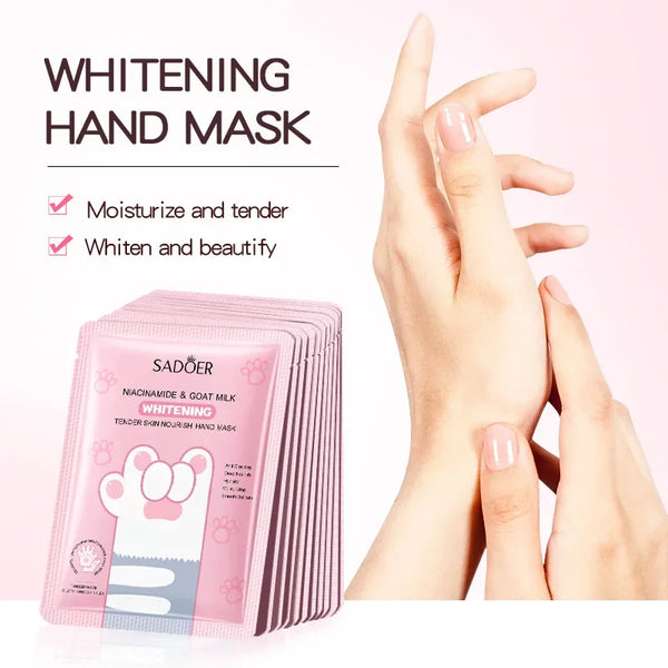 10 Pairs Goat Milk Nourishing Hand Mask Hands Masks Moisturizing Anti Wrinkle Whitening Hand Gloves Skin Care Products