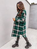 Winter Checked Jackets Coats Women Fashion Casual Oversized Turn Down Collar Long Outwear Thick Warm Woolen Blends Overcoats