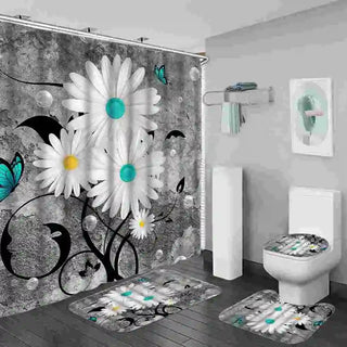 Buy a5 4 Pcs Shower Curtain Sets With 12 Hooks