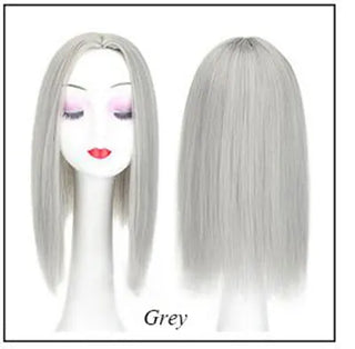 Buy grey Women Synthetic Hair Pieces 3 Clips in One Piece Hair Extension Long Straight High Temperature Fiber for Lady