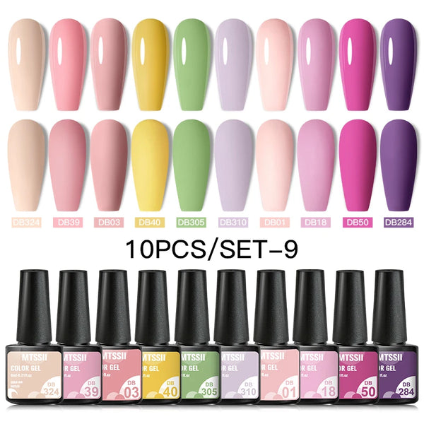 10/12pcs Spring Macaron Nail Gel Polish Set Semi Permanent UV for Manicure Soak Off Gel Nail Polish Kit Varnishes Nail Supplies