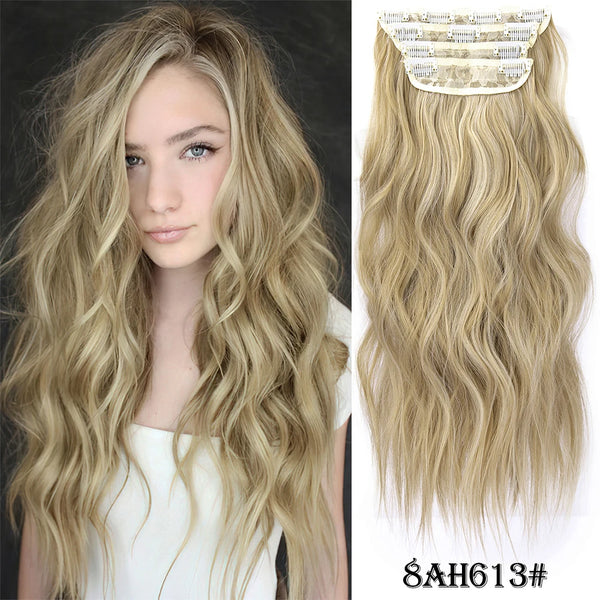 4Pcs/Set 20Inch Synthetic Hair Clip in Long Wavy Thick Hairpieces