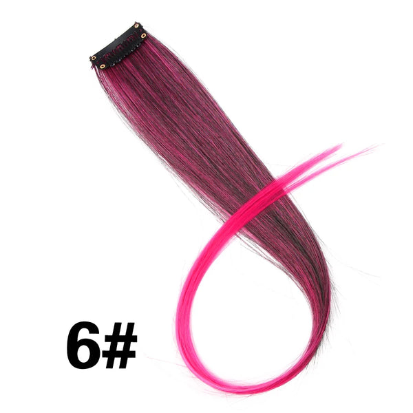 Color Ombre Straight Hair Extension Clip in Hairpieces