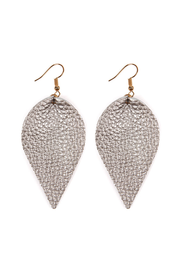 Teardrop Shape Genuine Leather Earrings