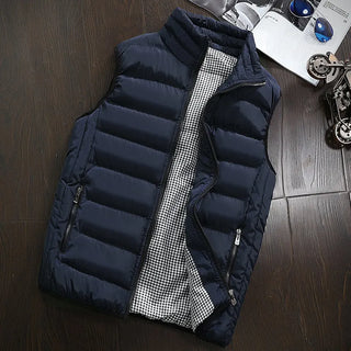 Buy blue Vest Men New Stylish Autumn Vests Winter Warm Sleeveless Jacket Army Waistcoat Mens Vest Fashion Casual Coats Mens Plus Size 5XL