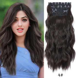 Buy 4 4Pcs/Set 20Inch Synthetic Hair Clip in Long Wavy Thick Hairpieces