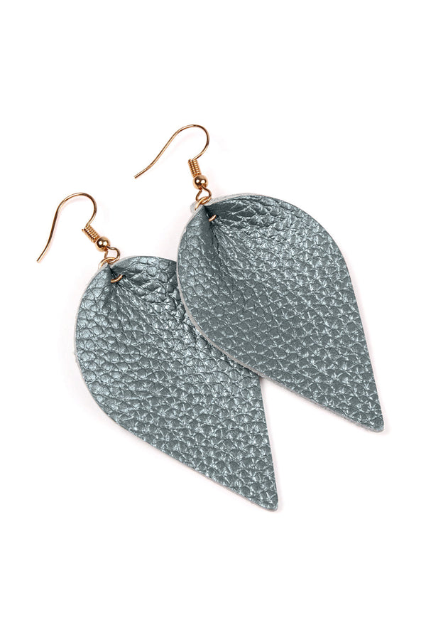 Teardrop Shape Genuine Leather Earrings