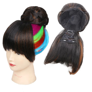 Synthetic Hair Buns With Bangs