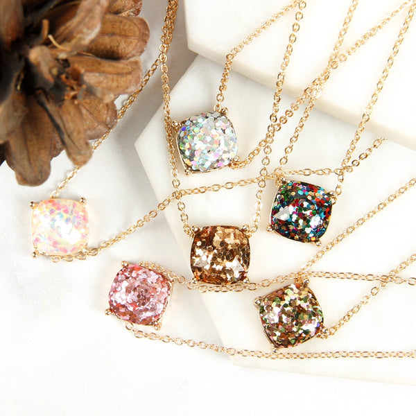 Cushion Glitter Necklace