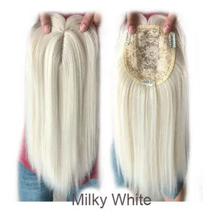 Buy milky-white 14inch Straight Synthetic Clip-In One-Piece Hair Extension