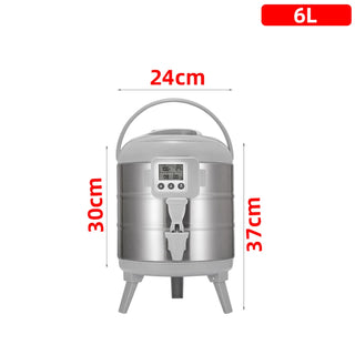 Buy 6l1 100% Stainless Steel Barrel With Thermometer Milk Tea Barrel Heat Cold Insulation Barrel Commercial Bucket Soy Milk Container