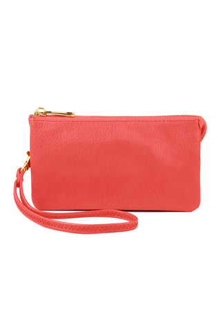 Buy coral-pink 005 - Leather Wallet With Detachable Wristlet