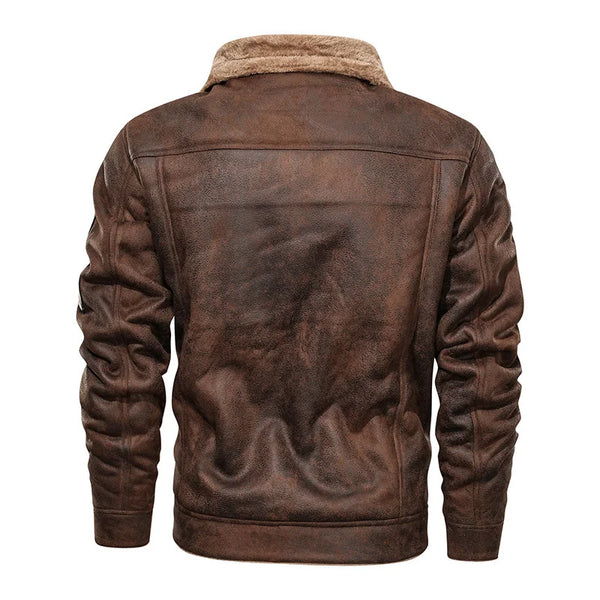 Mens Jackets and Coats Retro Style Suede Leather Jacket Men Leather Motorcycle Jacket Fur Lined Warm Coat Winter Velvet Overcoat