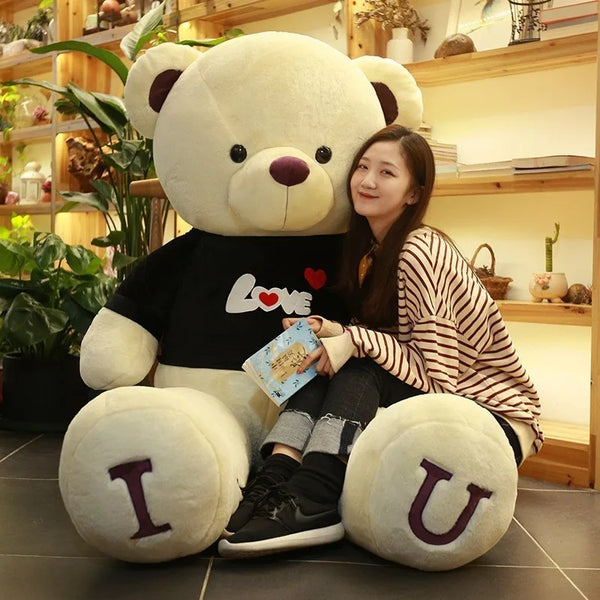 100cm Plush Toy Teddy Bear Giant  T Shirt Soft Stuffed Animals Pillow Dolls Grilfriend Kids Wife Birthday Valentines Day Decor