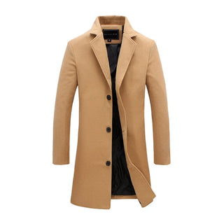 Buy khaki Single Breasted Lapel Wool Blend Coat