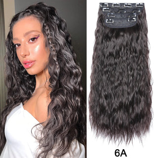 Buy 6a-curly 4Pcs/Set 20Inch Synthetic Hair Clip in Long Wavy Thick Hairpieces