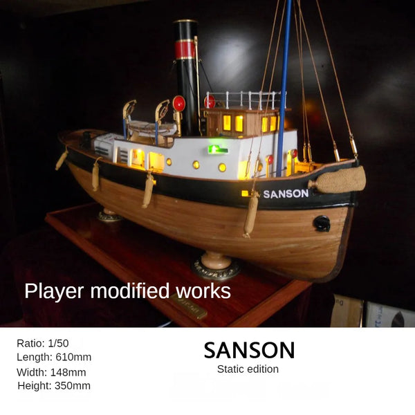 1/50 Wooden Tugboat Model Assembly Kit DIY SANSON Adult Building Model Toy Birthday Gift Collection Decoration