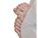 10pcs Handmade Shiny Golden Diamond Fake Foot Nails Press on Toe Nails