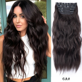 Buy 6a 4Pcs/Set 20Inch Synthetic Hair Clip in Long Wavy Thick Hairpieces