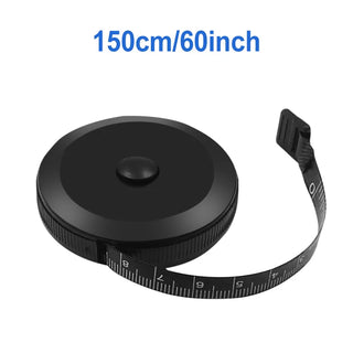 Buy black 1.5m 60inch Black Double Sided Measuring Tape Auto Retractable Tools ABS Flexible Sewing Mini Measuring Tape