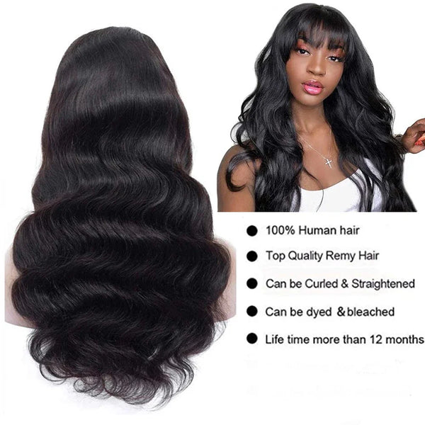 Body Wave Human Hair Wigs With Bangs