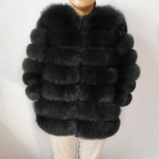 Buy dark-grey 100% True Fur Coat Women&#39;s Warm and Stylish Natural Fox Fur Jacket Vest Leather Coat Natural Fur Coats  Free Shipping