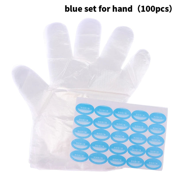 100Pcs Disposable PE Empty Gloves Foot Covers Transparent Shoes Cover Paraffin Bath Exfoliating Foot & Hand Mask Therapy Bags Se