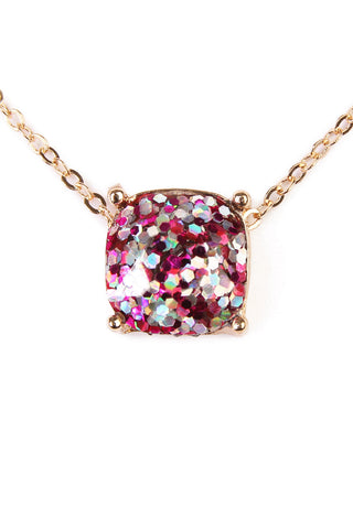 Buy fuchsia Cushion Glitter Necklace