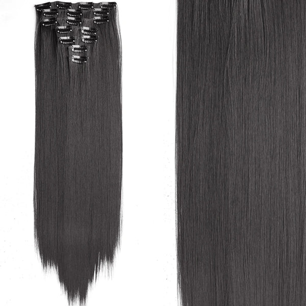 22Inch Long Straight Wavy Hair Extension 7Pcs/Set 16 Clips