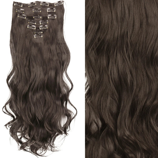 22Inch Long Straight Wavy Hair Extension 7Pcs/Set 16 Clips