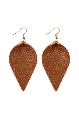 Buy brown Teardrop Shape Genuine Leather Earrings