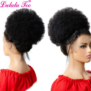 10inch Afro Puff Human Hair Bun Drawstring Ponytail Human Hairpiece Kinky Curly Clip in Extensions Yepei Pony Tail