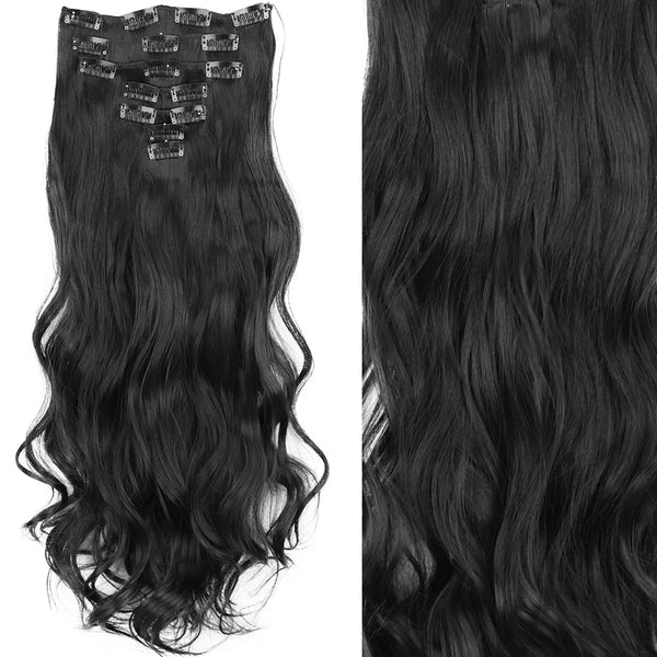 22Inch Long Straight Wavy Hair Extension 7Pcs/Set 16 Clips