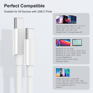 2-Pack 6FT USB-C to USB-C Fast Charging Cable