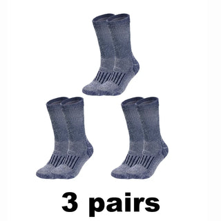 Buy navy-blue-3pairs 1/2/3 Pairs Merino Wool Socks Men&#39;s Autumn Winter Thickened Thermal Socks Mountaineering Breathable Outdoor Sports Socks Large