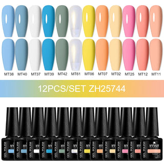 Buy zh25744 10/12pcs Spring Macaron Nail Gel Polish Set Semi Permanent UV for Manicure Soak Off Gel Nail Polish Kit Varnishes Nail Supplies