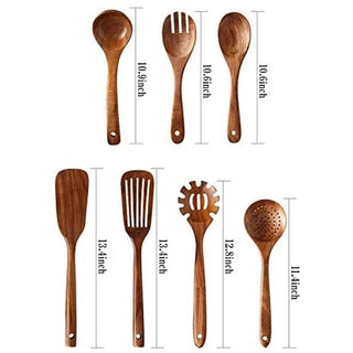 Buy a7pcyy 1-7pc Teak Natural Wood Tableware Spoon Spoon Turner Long Rice Colander Soup Skimmer Cooking Spoon Spoon Kitchen Tool Set