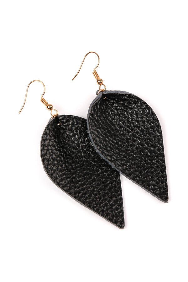 Teardrop Shape Genuine Leather Earrings