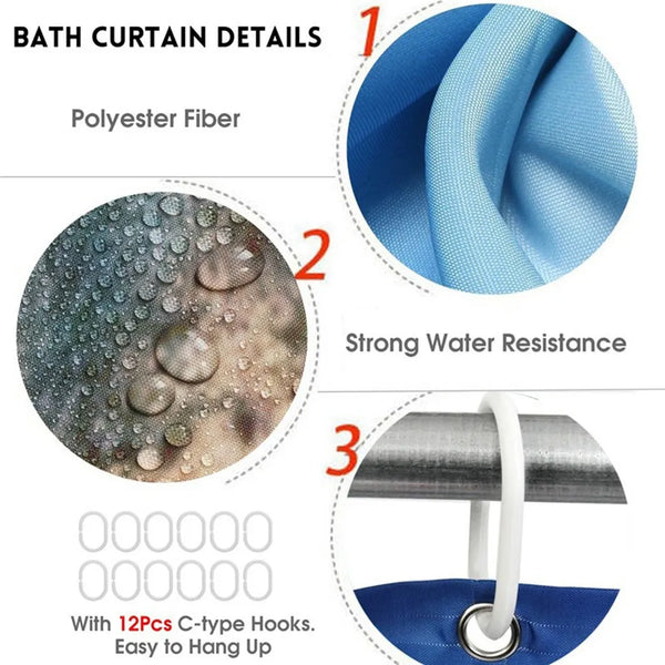 4 Pcs Shower Curtain Sets With 12 Hooks