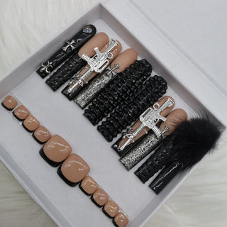 Buy hand-made-14-l 100% Hand Paint Luxury Private Label Artificial Finger and Toe Nails Set Press on Nails