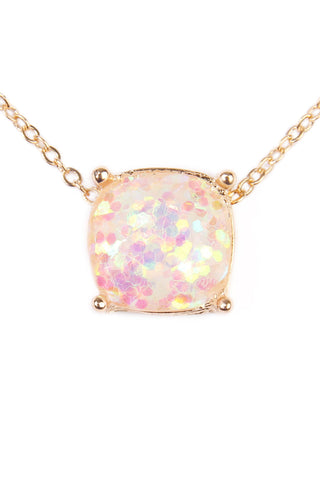 Buy white Cushion Glitter Necklace