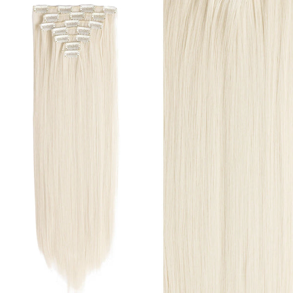 22Inch Long Straight Wavy Hair Extension 7Pcs/Set 16 Clips