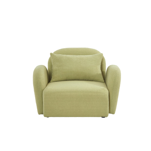 Living Room Furniture Lazy Sofa Chair Teddy Fabric Light Green