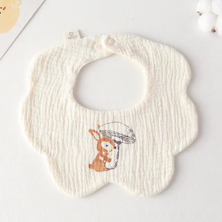 Buy mushroom-rabbit Cotton Gauze Baby Print Bibs Infant Bib