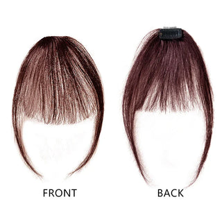 Buy a59-brown 100% Human Hair Black Brown Invisible Hair Bangs Clip in Straight Bangs and Sideburns