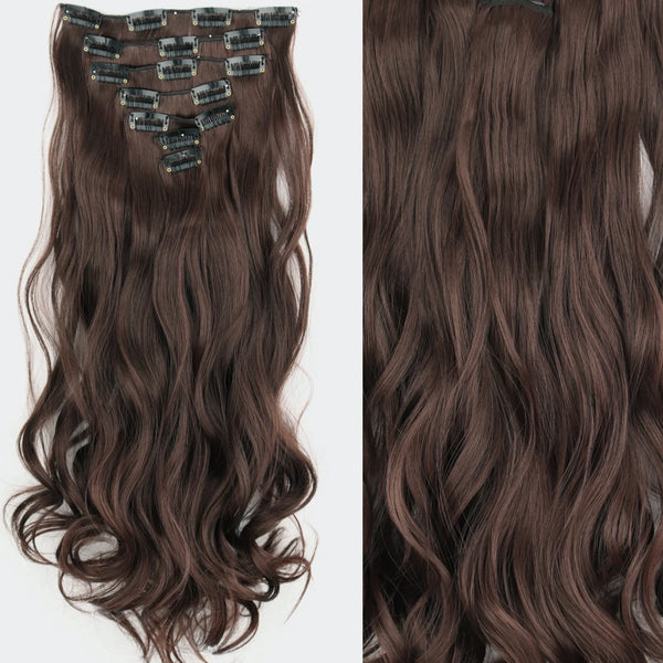 22Inch Long Straight Wavy Hair Extension 7Pcs/Set 16 Clips