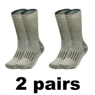 Buy green-2pairs 1/2/3 Pairs Merino Wool Socks Men&#39;s Autumn Winter Thickened Thermal Socks Mountaineering Breathable Outdoor Sports Socks Large