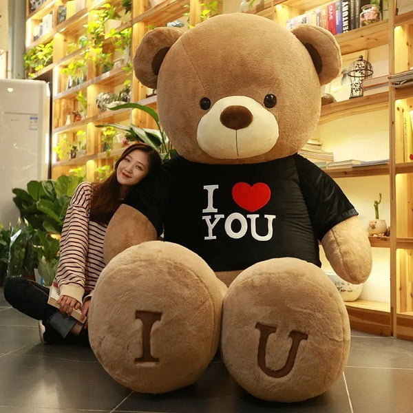 100cm Plush Toy Teddy Bear Giant  T Shirt Soft Stuffed Animals Pillow Dolls Grilfriend Kids Wife Birthday Valentines Day Decor